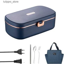 Bento Boxes 220V 110V EU US Plug Electric Heated Lunch Box Heater Stainless Steel Student Office Home Food Warmer Heating Container Set L240307