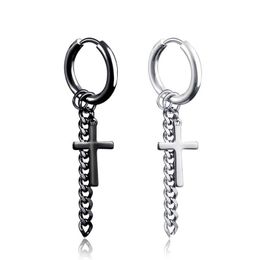 Dangle & Chandelier Update Cross Chain Tassel Hip Hop Earrings Dangle Stainless Steel No Hole Clip On Ear Rings Fashion Jewelry For W Dhyvu