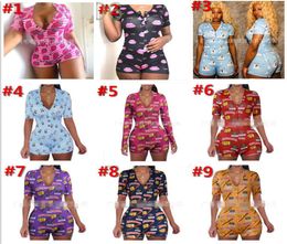 Sexy Pyjamas Women Jumpsuits Designers Slim Casual Bodysuit Pattern Printed Onesies Shorts Ladies New Fashion Home Rompers4760050