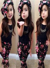 2022 Fall Baby Girl Clothes Kids Fashion Clothing Sets Girls Headband Froal Short Sleeve Tank Top Harem Pants Childrens Outfits 4576123