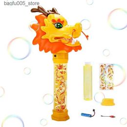 Novelty Games Baby Bath Toys Bubble Wands Party Fans Chinese Dragon Design Christmas Party Atmosphere Maker Party Automatic Bubble Making Machine Q240307