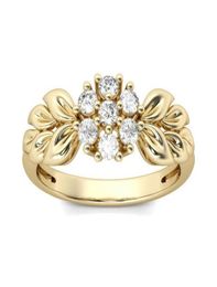 Wedding Rings Silver Colour Ring Gold Flower Leaves Crystal Engagement Tail For Gift Women CZ Party Jewelry5392234