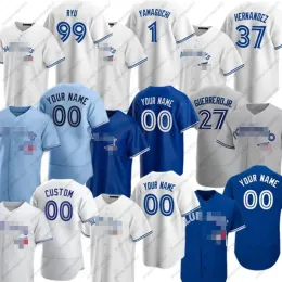 Custom Men Women Youth Blue''Jays''27 Vladimir Guerrero Jr. Jersey 2021 Jays George Bell Joe Carter Roberto Alomar Justin Smoak Morris Martin Donaldson Baseball Jerseys