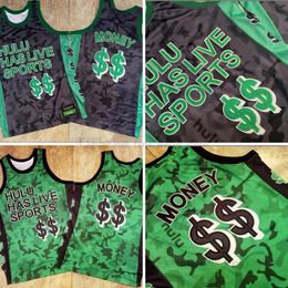 Dense Embroidery Hulu Haslive Sports Mesh Basketball Jerseys Green Black Rale Stitched Jersey Man Size S-XXL