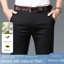 Pants Summer Thin Men's Casual Trousers Men Business Straight Trousers Men's Breathable Monitor Pants Trousers for Men