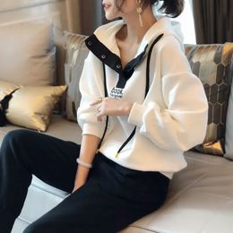 Sport Sweatshirts for Women Baggy Hoodies Loose Tops Pants 2 Piece Set Hooded Harajuku Fashion Autumn and Winter Female Clothes 240305