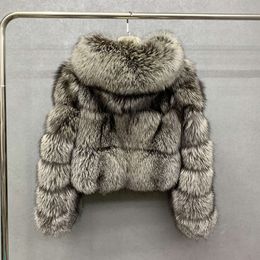 Haining True Fox Hair Horizontal Stripe Autumn And Winter New Coat Whole Integrated Fur Women's Wear 267311