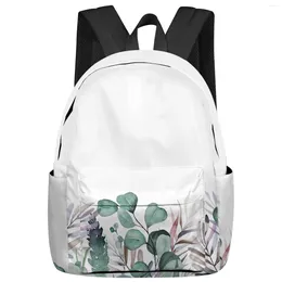 Backpack Pastoral Style Flowers And Eucalyptus Trees Student School Bags Laptop Custom For Men Women Female Travel Mochila