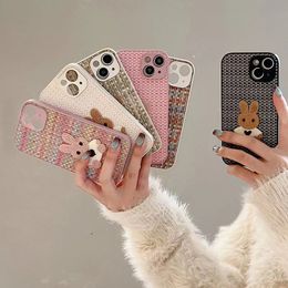 Designer Classic Phone case Braided pattern Small Xiang Rabbit embroidery fashion iPhone 15 14 13 12 11 Pro max 14plus 7 8 plus XR XS xsmax phone case