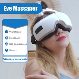 Eye Massage Instrument Vibration Massager Compress Bluetooth Music Care Relieve Fatigue LED Display for Child Adult 240305