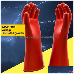 Cleaning Gloves Home Insation Gloves 12Kv High Voltage Electrical Anti Electric Labor Leakage Prevention Rubber 210622 Drop Delivery H Dh6Vs