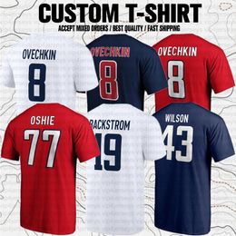 Custom TJ Oshie Nicklas Backstrom USA Hockey Club Fans Branded Short Sleeve T-Shirt Tees