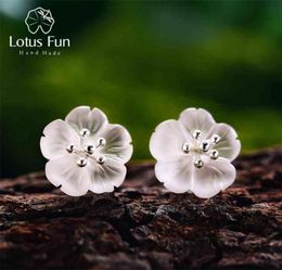 Lotus Fun Real 925 Sterling Silver Earrings Natural Crystal Gems Fine Jewellery Flower in the Rain Stud for Women Brincos 2106188470235