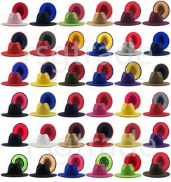 40 Colours Men women Panama Cap Jazz Formal Hat Lady Felt Fedora Patchwork wide Brim Caps Trilby Chapeau Autumn Winter Designer Hat6478587