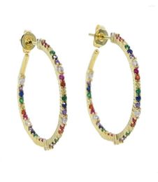 Hoop Earrings Gorgeous Trendy Women Lady Gift Jewelry Gold Filled Multi Color Cubic Zirconia 2022 Spring Medium Earring6725944