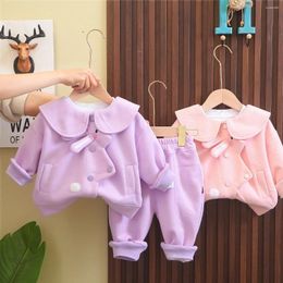 Clothing Sets Baby Girls Cute Sportswear 3pcs/Set Children Casual Long Sleeve Sports Lapel Rabbit Ears Doll Collar Jacket T-shirt Pant Suit