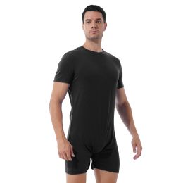 Swimwear Swimwear Men Swimsuit Round Neck Short Sleeve Jumpsuit Summer Sports Exercise Running Casual Invisible Zipper Onepieces Rompers