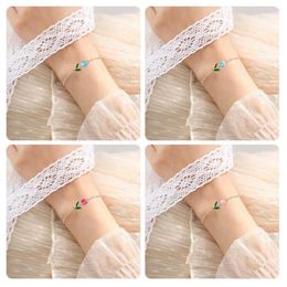 Link Bracelets Japan Korea Elegant Tulip Rose Bracelet For Women Girls Sweet Colourful Flower Metal Chain Women's Jewellery Wholesal