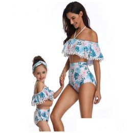 Swim Wear Ladies Swimwear Flower Print High Waist Bikini Parentchild Swimsuit 2848197 Drop Delivery Sports Outdoors Water Swimming Dh2Nz