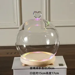 Bottles Diameter 20cm Big Size Heart Top Round Glass Dome Vase Home Decoration Different Luminous Log Base Cover DIY Gift Wedding Prop