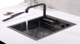 black Hidden Kitchen sink Single bowl Bar Small Size sink Stainless Steel Balcony sinks Concealed black kitchen sink Bar5406898