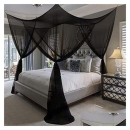 Mosquito Net Y Four Door Kingqueen Double Size Home Single Bed Prevent Insect Outdoor Square Grace White Canopy Drop Delivery Dhegk