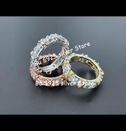 S925 TF silver cross x two color gold Mosangshi 510 points full diamond couple wedding ring fashion gem gift9332732