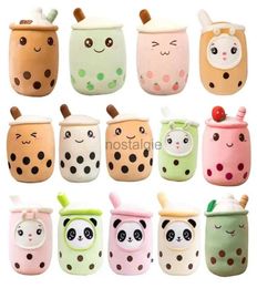 Kawaii Stuffed Plush Animals Small Size Cartoon Bubble Cup Peluche Toys Soft Pillow Strawberry Panda Milk Tea Cushion Baby Gif4494818 240307