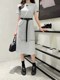 classics Women Deess Designer Calssic Triangle Pint Long Dresses Summer Slim One-piece Skirt with Chain pack GW1