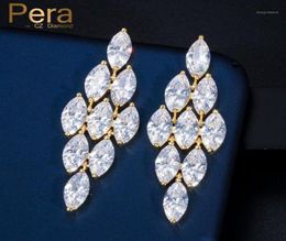 Dangle Chandelier Pera Luxury Bridal Wedding Dubai Gold Marquise Shape Cubic Zirconia Big Long Earrings For Brides Jewelry Acces2911871