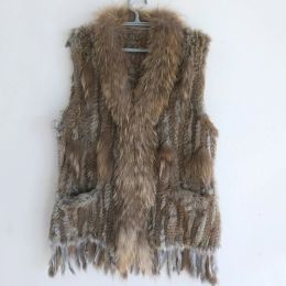 Fur HSPL Women Real Fur Vest For 2018 Spring New Fashion Long Fur Vests With Pocket Real Fur Gilet Tassel Colete Feminino De Inverno