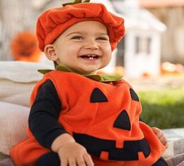 Halloween Baby Kids Pumpkin Fancy Sleeveless Dress with Hat Cosplay Costume Party Clothes for Boy Girl B889307819