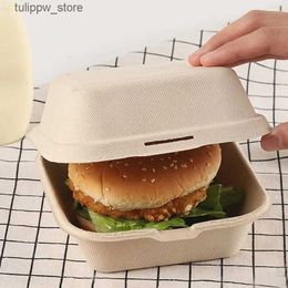 Bento Boxes Home Food 10/20pcs Boxes Baking Disposable Dessert Burger Bento Cake Lunchbox Microwavable Bowl Snack Packaging Containers L0308