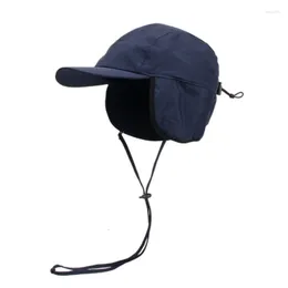 Ball Caps Men's Winter Hats Waterproof Adjustable Warm Fleece Lined Earflaps Baseball Cap For Snow Skiing