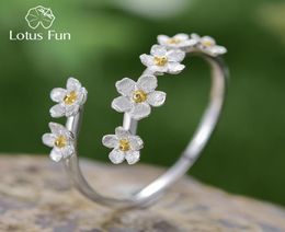 Wedding Rings Lotus Fun Delicate Forgetmenot Flower Adjustable Rings for Women 925 Sterling Silver Trend Engagement Jewellery Fema7545290