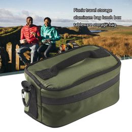 Duffel Bags Aluminium Thermal Bento Box Carrier Bag Double End YKK Zipper Outdoor Camping Tableware Storage For Hiking Daily