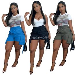 2024 Designer Spring Cargo Shorts Women Clothes High Waist Shorts with Pockets Casual Sporty Short Pants Streetwear Clothing Bulk Items Wholesale Lots