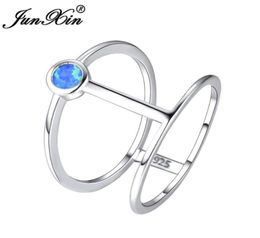 Cluster Rings Female Male Round Blue White Fire Opal Ring Wedding Bands Gold Geometric Cocktail For Men Women Party Jewellery Gifts6301296