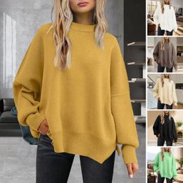 Women's Sweaters Long Sleeve Women Sweater Cosy Winter Soft Warm Stylish Pullover With Split Hem Batwing Sleeves