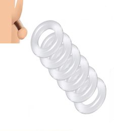 Male 6pcs 1 set Silicone Penis lock Cock Ring bondage Erection Delay Ejaculation Reusable Enlargement ball stretcher sexy Toy Men8412725