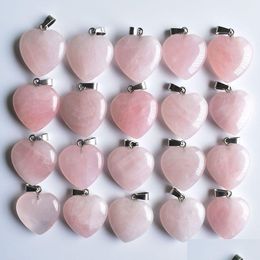 Charms Rose Quartz Heart Natural Stone Charms Chakra Healing Pendant Diy Necklace Earrings Jewellery Making Drop Delivery Jewellery Jewelr Dhmvj