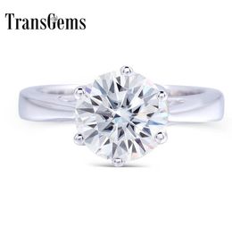Transgems 2 Carat Ct 8mm Engagement Wedding Moissanite Ring Lab Grown Diamond Ring For Women In In 925 Sterling Silver For Women Y7277496