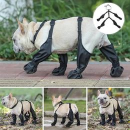 Waterproof Dog Shoes Adjustable Boots Non Slip Breathable French Bulldog Suspender Pet Dogs Outdoor Walking 240228