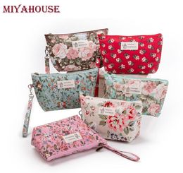 Miyahouse Female Makeup Bags Vintage Floral Cosmetics Pouches For Travel Ladies Pouch Women Portable Zipper Make Up Storage Bag2510993