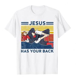 Jiu Jitsu Shirts Jesus Tee Has Your Back Mens Bjj Mma Jujitsu Tshirt Cotton Tshirts For Men Geek Tees Plain9034428