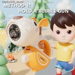 Novelty Games Automatic Animal Bubble Machines Handheld Electric So Blower Pomperos Gun LED Light Outdoor Toys for Kids Childrens Day Gifts 231226 Q240307