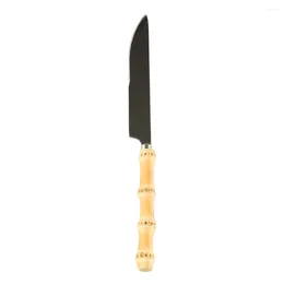 Knives Restaurant Household Kitchen Tableware Dinnerware Cutlery Flatware Stainless Steel Bamboo Root Wooden Handle Dinner Steak Knife