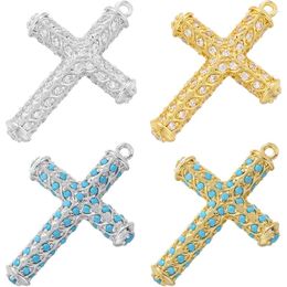 Charms Zhukou Cross for Jewelry Making Brass Cubic Zirconia Pendants DIY Assorts Handmade Materials VD1429