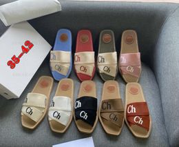 Designer Woody-Sandalen, große Hausschuhe für Damen, mehrfarbige Sandalen, Buchstaben-Druck-Hausschuhe, weiß, schwarz, rosa, blau, beige, braun, Damen-Sommer-Strandsandalen-Schuhe