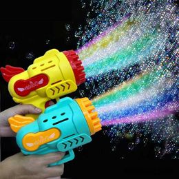 Sand Play Water Fun Bubble Gun LED Light Electric Automatic Rocket Soap Pomperos Bubble Machine Toys for Kids Outdoor Wedding Party Childrens Gifts